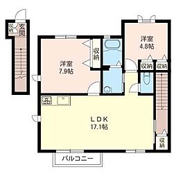 メゾンド・リヴェール 2LDKの間取図画像