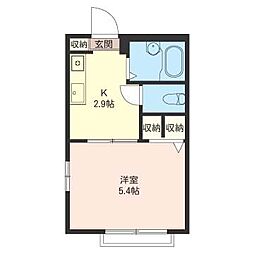 反町21 1Kの間取図画像