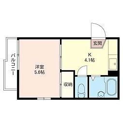 グリーンフィールドミタ1 1Kの間取図画像