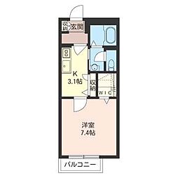 ディアス2 1Kの間取図画像