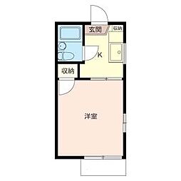 オリーブコーポ 1Kの間取図画像
