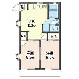 アパートメントあざみ 2DKの間取図画像