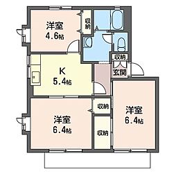 桜ハイツ 3Kの間取図画像