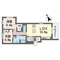 ウィステリアガーデン 2LDKの間取図画像