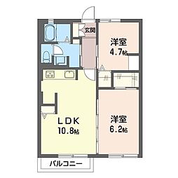 ビューテラス大善 2LDKの間取図画像