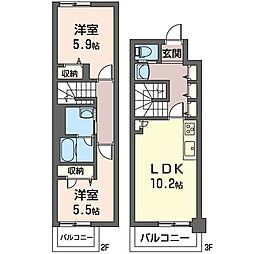 etoileriche 2LDKの間取図画像