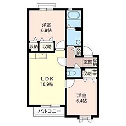 エクセルコートツチヤ 2LDKの間取図画像
