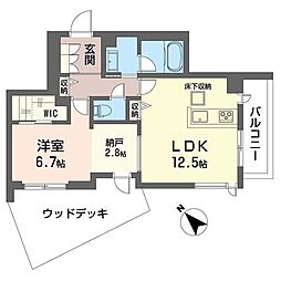 コンティキュール熊之堂 1LDKの間取図画像