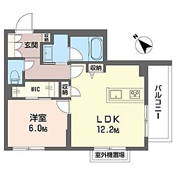 コンティキュール熊之堂 1LDKの間取図画像