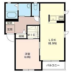 クレール鳥ヶ谷 1LDKの間取図画像