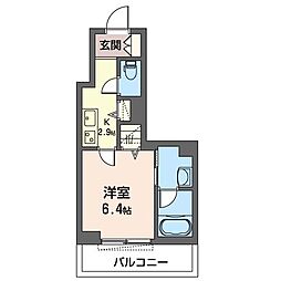 アトリエール 1Kの間取図画像