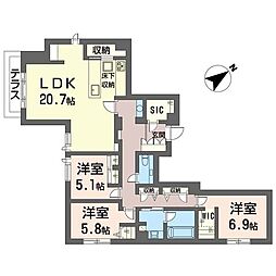 クオリスタ 3LDKの間取図画像