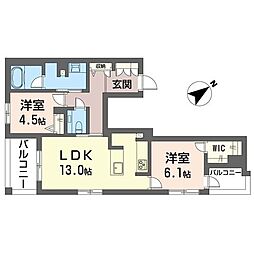 クオリスタ 2LDKの間取図画像