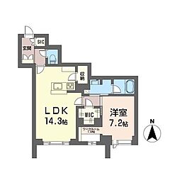 ロワゾ 1LDKの間取図画像