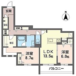 シャーメゾン横浜鶴見II 2LDKの間取図画像