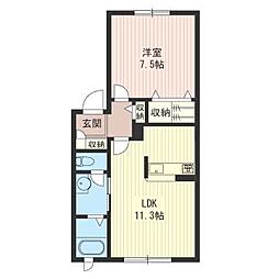 旭ガーデンハイツ2 1LDKの間取図画像