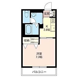 レジデンス渡田 1Kの間取図画像