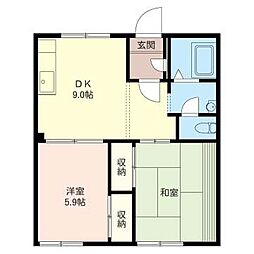 サマーハイツB 2DKの間取図画像
