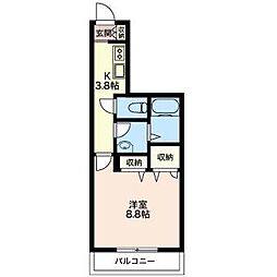 シャーメゾン大口 1Kの間取図画像