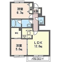 メゾンドポワール 2LDKの間取図画像