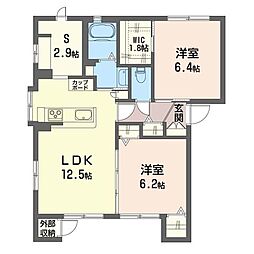 フレバリーガーデンD棟 2SLDKの間取図画像