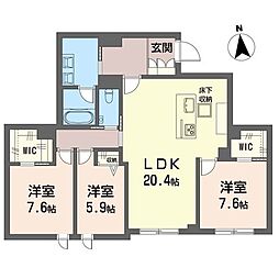 グリーンヴィラ 3LDKの間取図画像