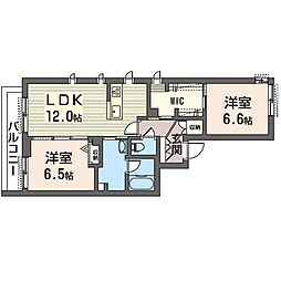 ヒューゲルハイム 2LDKの間取図画像
