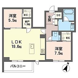 ルクセント 2LDKの間取図画像