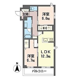グランドールいずみ野 2LDKの間取図画像