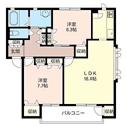 アルファタウン和泉町D 2LDKの間取図画像