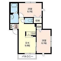 ロイヤルコート泉 2DKの間取図画像