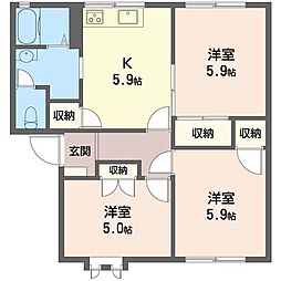 エスポアールハイム2 3Kの間取図画像