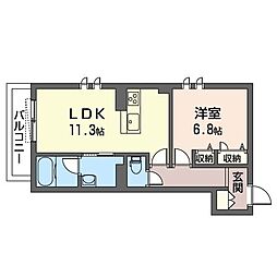 グリーンカーサ長後 1LDKの間取図画像