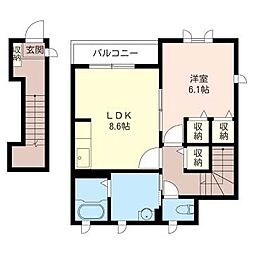 クラベジーナ2 1LDKの間取図画像