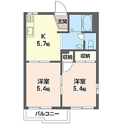 ジュネス石名坂A 2Kの間取図画像