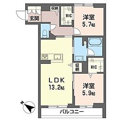 ミア・カーサ スール 2LDKの間取図画像