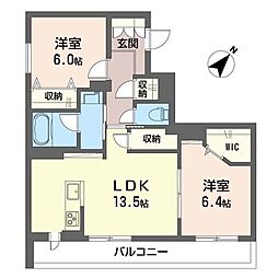 アヴニール 2LDKの間取図画像