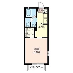 サンブリリアント 1Kの間取図画像