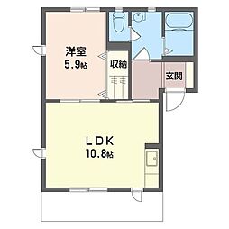 プランドールB 1LDKの間取図画像