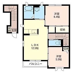 フレンドリーパークつきのわA 2LDKの間取図画像