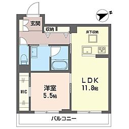 ロイヤルクレッセント 1階1LDKの間取り