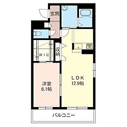 フォレーヌ壱番館 1LDKの間取図画像