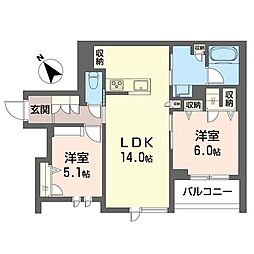 エバーセント 2LDKの間取図画像