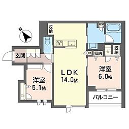 エバーセント 2LDKの間取図画像
