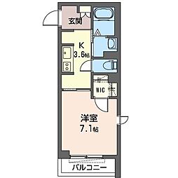 アベニール 1Kの間取図画像