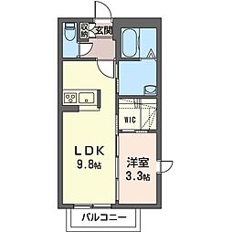 ウエストフィールド 1LDKの間取図画像