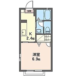 エーデルハイム2 1Kの間取図画像
