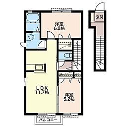 ルーク3 2LDKの間取図画像