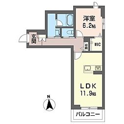プレミアメゾン戸田 1LDKの間取図画像