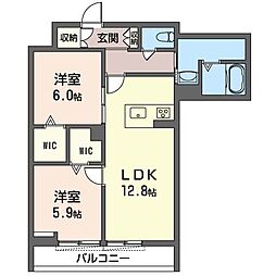 ヴィラ・ボヌール 2LDKの間取図画像
